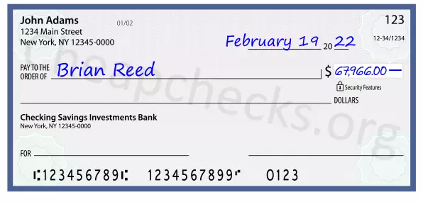 67966.00 dollars written on a check