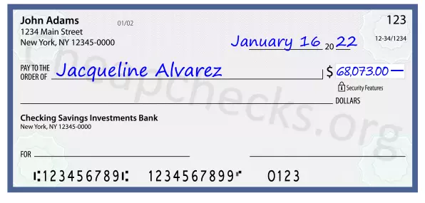 68073.00 dollars written on a check