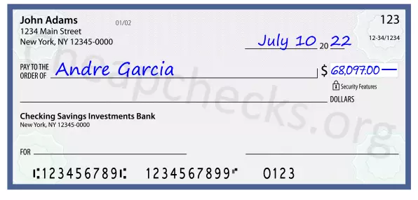 68097.00 dollars written on a check