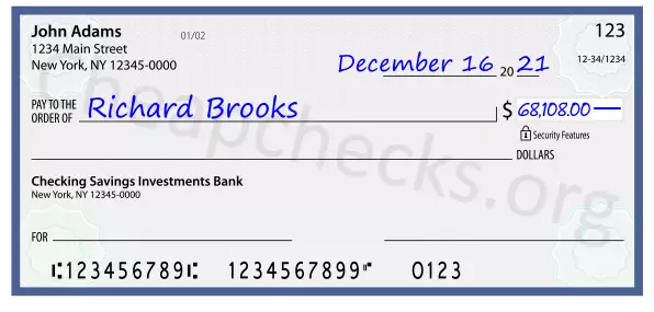 68108.00 dollars written on a check