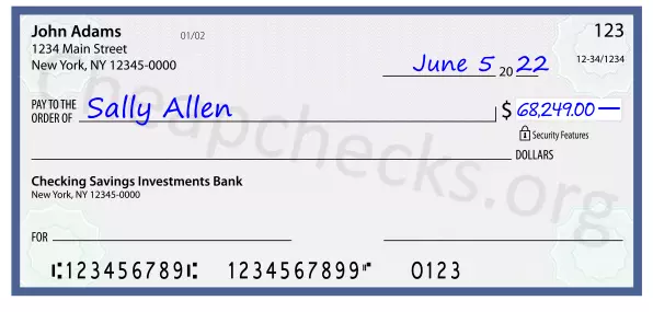 68249.00 dollars written on a check