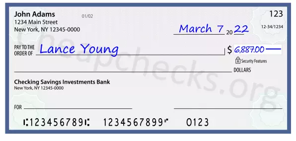 6887.00 dollars written on a check