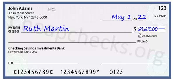 69610.00 dollars written on a check