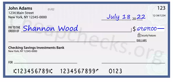 69691.00 dollars written on a check