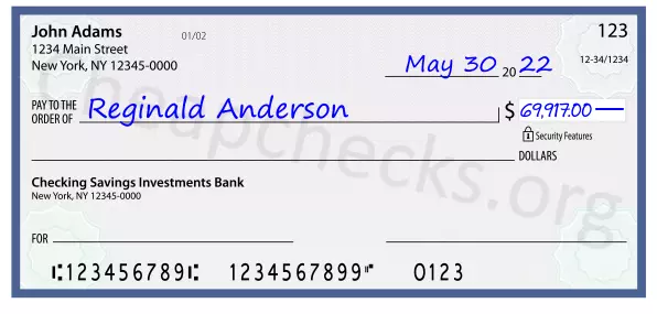 69917.00 dollars written on a check