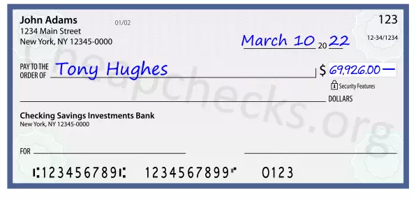 69926.00 dollars written on a check