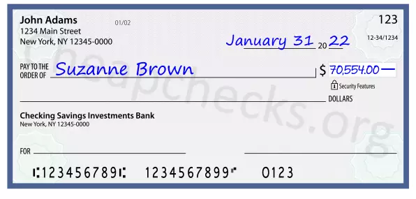 70554.00 dollars written on a check