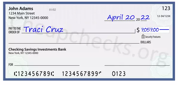 7057.00 dollars written on a check