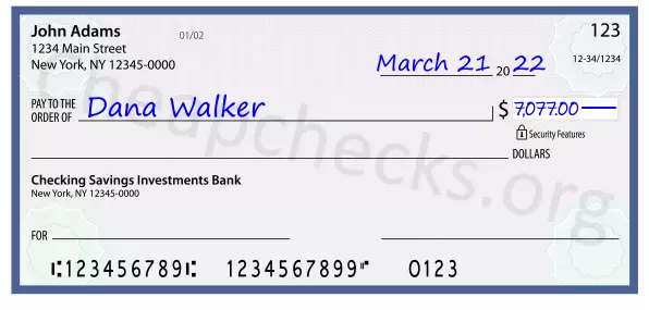 7077.00 dollars written on a check