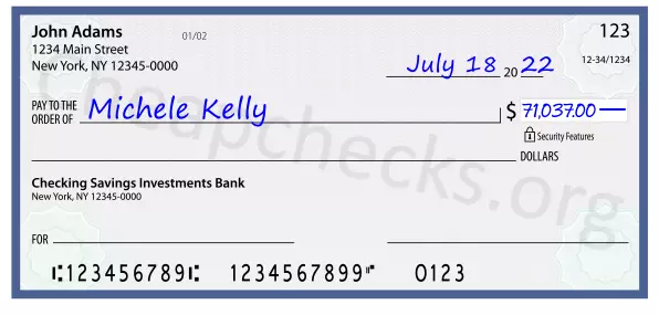 71037.00 dollars written on a check