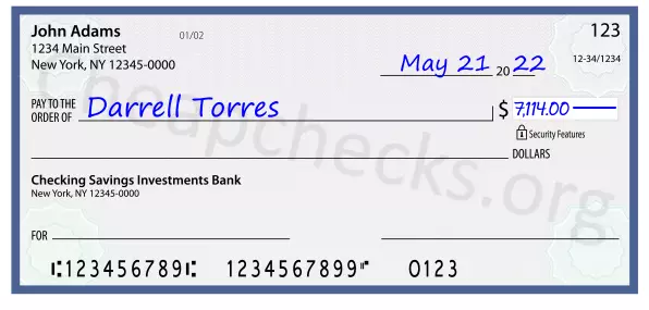 7114.00 dollars written on a check