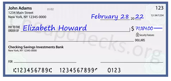 71184.00 dollars written on a check