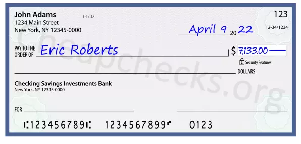 7133.00 dollars written on a check