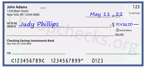 71436.00 dollars written on a check