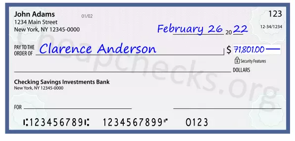 71801.00 dollars written on a check