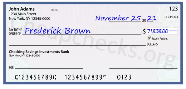 71838.00 dollars written on a check