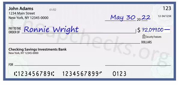 72099.00 dollars written on a check