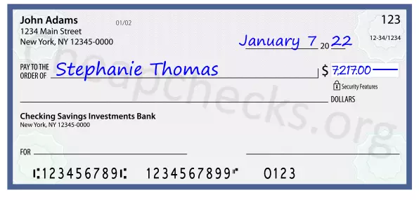 7217.00 dollars written on a check