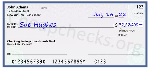 72226.00 dollars written on a check