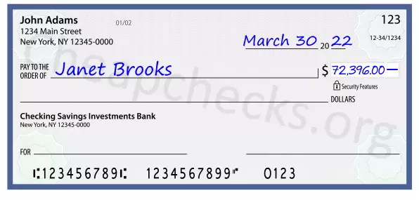 72396.00 dollars written on a check