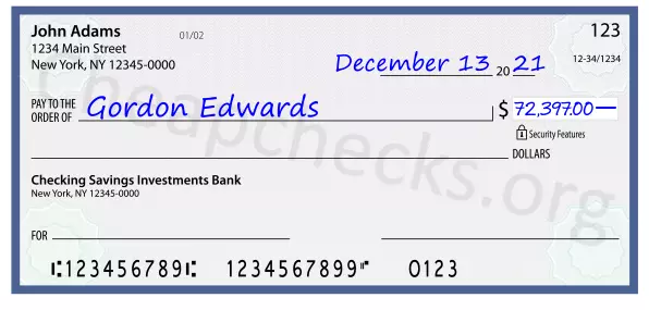 72397.00 dollars written on a check