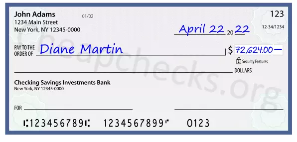 72624.00 dollars written on a check