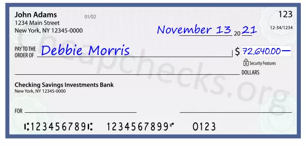 72640.00 dollars written on a check