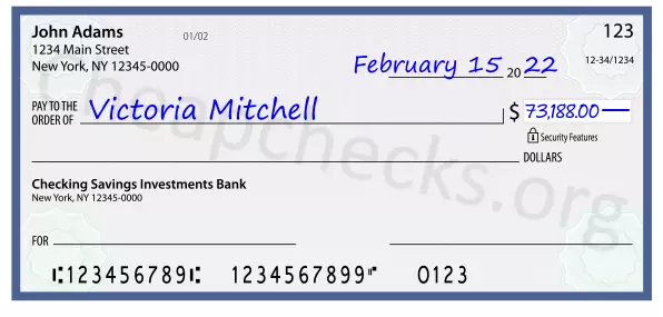 73188.00 dollars written on a check