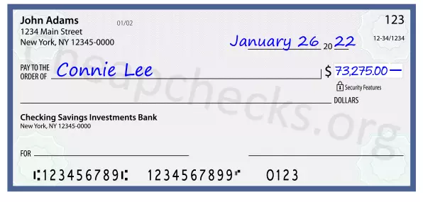 73275.00 dollars written on a check