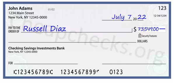 73549.00 dollars written on a check