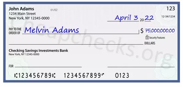75000000.00 dollars written on a check