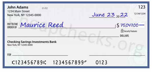 75047.00 dollars written on a check