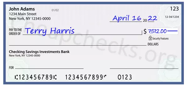 7512.00 dollars written on a check