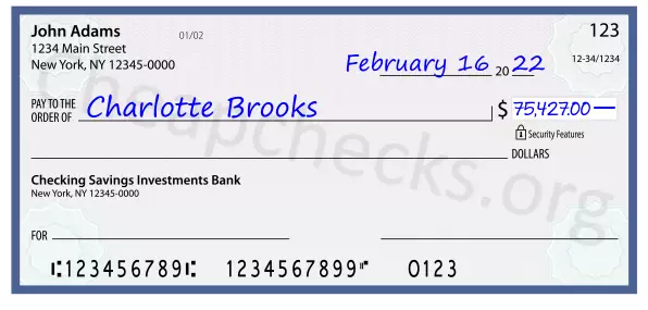 75427.00 dollars written on a check