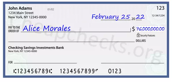 76000000.00 dollars written on a check