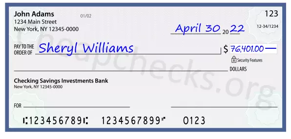 76401.00 dollars written on a check