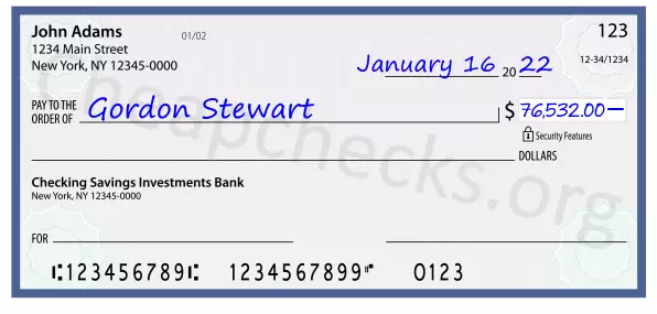 76532.00 dollars written on a check