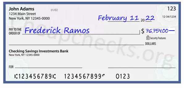 76754.00 dollars written on a check