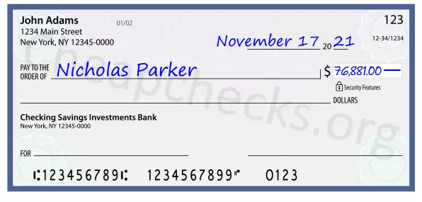 76881.00 dollars written on a check