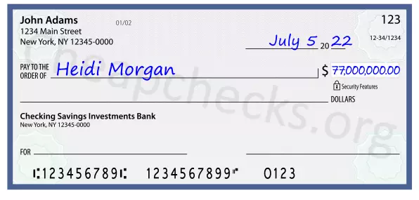 77000000.00 dollars written on a check