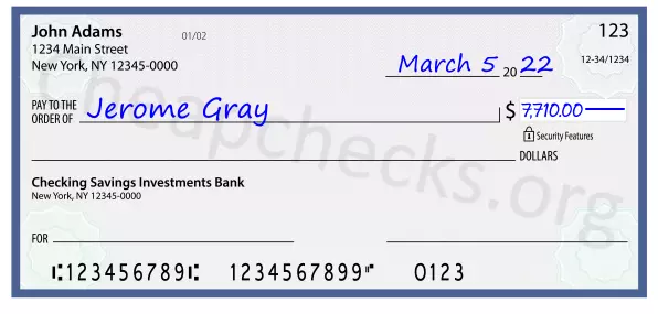 7710.00 dollars written on a check