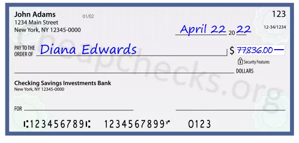 77836.00 dollars written on a check