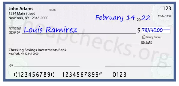 78440.00 dollars written on a check