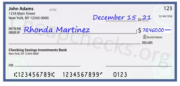 78460.00 dollars written on a check