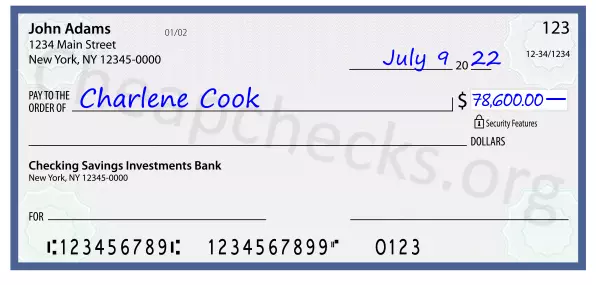 78600.00 dollars written on a check