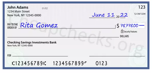 78778.00 dollars written on a check