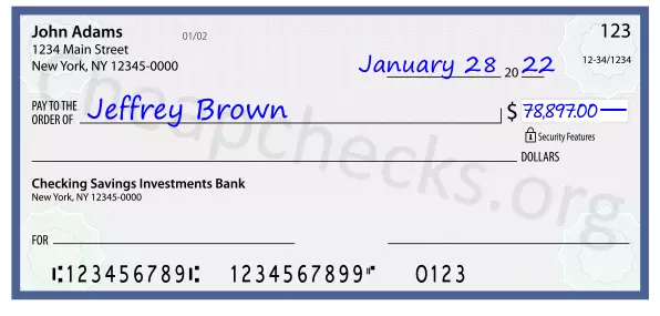 78897.00 dollars written on a check