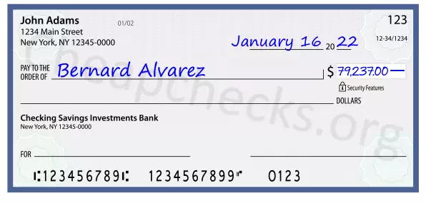 79237.00 dollars written on a check