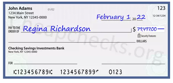 79497.00 dollars written on a check