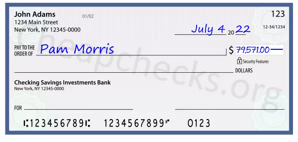 79571.00 dollars written on a check